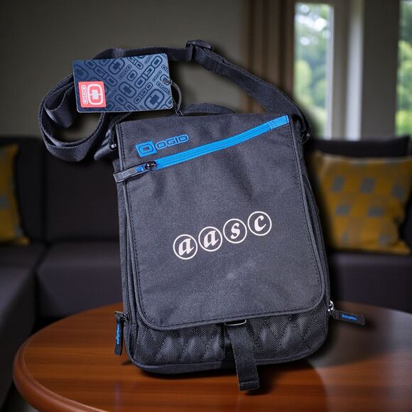 NWT OGIO Shoulder Sling Bag Black Blue AASC Arizona Student Council Logo Pockets - Picture 1 of 10